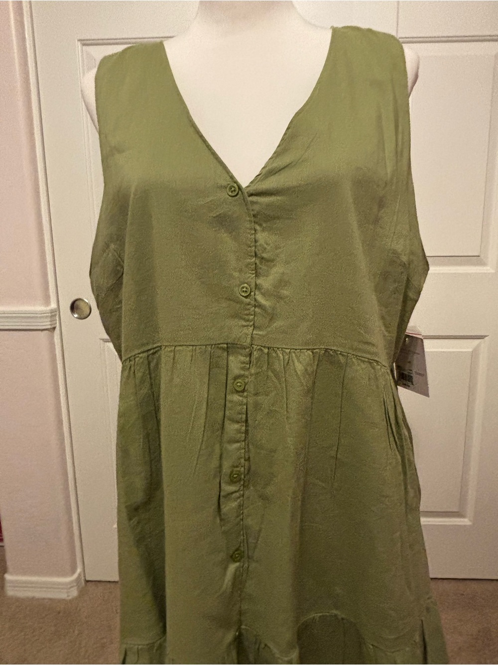 LC Lauren Conrad Olive Green Sleeveless Button-Front Midi Dress NWT - Picture 3 of 15